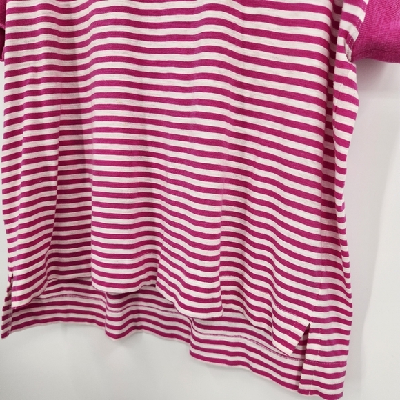 Cabi Backyard Tee Womens Size Large Short Sleeve Pink White Striped - Picture 3 of 6